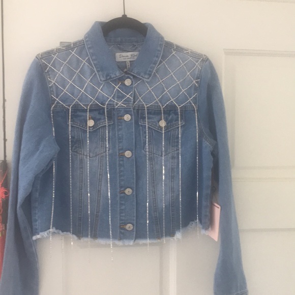 COPY - Women’s denim jacket rhinestone tassels NWT - Picture 3 of 10